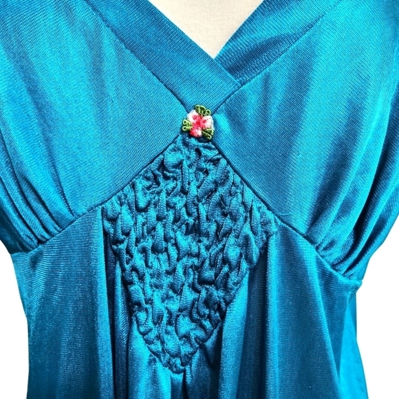 VINTAGE TEAL ANTHONY RICHARDS MAXI NIGHTGOWN SIZE LARGE - Picture 4 of 7